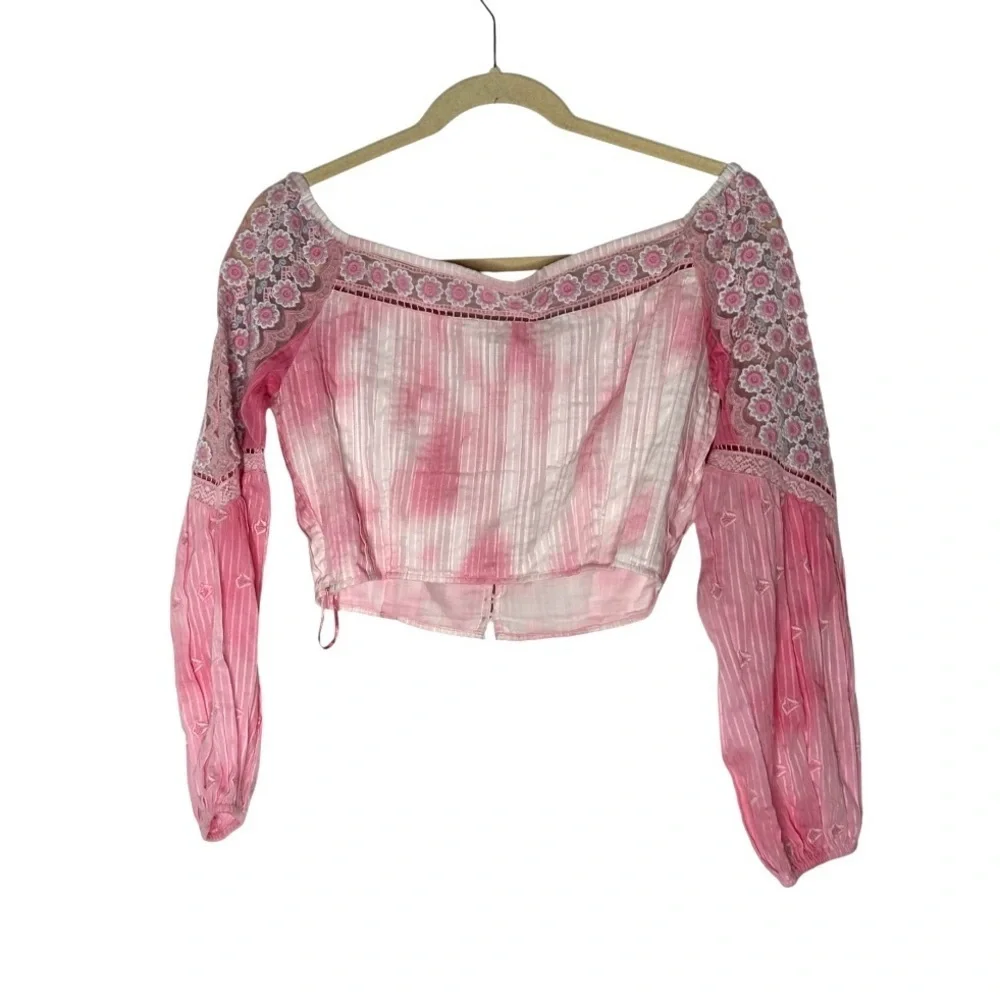 LoveShackFancy Perris Pink Zinnia Crop Top (2) Small